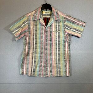 Liberty House Shirt Men's Medium Hawaii Vintage Striped Cotton Camp Aloha